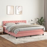 The Living Store Box spring postelja z vzmetnico roza 160x200 cm žamet - Box Spring Postelja, (21488632) Cene