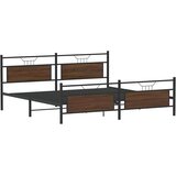 Metalni Kovinski posteljni okvir brez vzmetnice rjavi hrast 193x203 cm, (21829077) | Shoptok.si