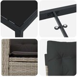 vidaXL 3-delni vrtni jedilni set z blazinami Svetlo siva Poli ratan | Shoptok.si