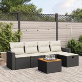 Maison Chic Seti vrtnega pohištva - Vrtna garnitura - Vrtni pohištvo set 6-delna z blazinami črna poli ratan, (21807248) | Shoptok.si