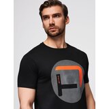 Ombre Men's cotton t-shirt with contrasting two-tone print - black | Shoptok.si