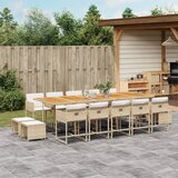  The Living Store Vrtna jedilna garnitura 15-delna z blazinami bež poli ratan - Vrtna Jedilna Garnitura, (21481563) | Shoptok.si