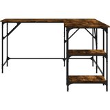 vidaXL Pisalna miza dimljeni hrast 139x139x75 cm inženirski les | Shoptok.si