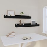 Zidne police 2 kom crne 80x12x9 cm od masivne borovine | Eponuda.com