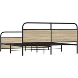 Metalni Kovinski posteljni okvir brez vzmetnice sonoma hrast 183x213 cm, (21607817) | Shoptok.si