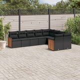 vidaXL 9-dijelni set vrtnih sofa s jastucima crni od poliratana | shoptok.hr