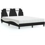  Postelja z vzmetnico črna in bela 140x200 cm umetno usnje | Shoptok.si