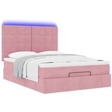  Otomanski krevet s madracima&amp LED ružičasti 140x190cm baršunasti | shoptok.hr