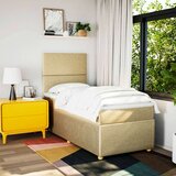vidaXL Box spring postelja z vzmetnico krem 90x200 cm blago | Shoptok.si