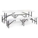 Modern Home Sklopivi sto 180cm + 2 klupe beli | Eponuda.com