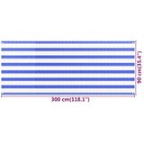 Balkonski zastor plavo-bijeli 90 x 300 cm HDPE | shoptok.hr