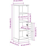 vidaXL Kopalniška omarica medeno rjava 37 x 34 x 110 cm Trdna borovina | Shoptok.si