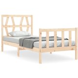 The Living Store Posteljni okvir z vzglavjem trden les - Posteljni Okvir, (21531587) | Shoptok.si