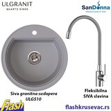  Granitna sudopera Ulgranit ULG510 okrugla (SIVA) + fleksibilna slavina SanDonna - SET Cene