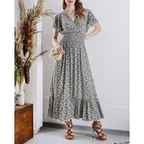 Resti Floral women's midi dress in green- Clothing | Shoptok.si