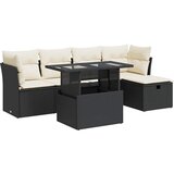 Maison Chic Seti vrtnega pohištva - Vrtna garnitura - Vrtni pohištvo set 6-delna z blazinami črna poli ratan, (21805103) | Shoptok.si