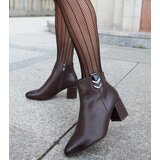 Gemre Brown ankle boots with a low block heel Aniceto | Shoptok.si