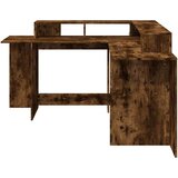  Radni stol s LED svjetlima boja hrasta 152x152x91 cm drveni | shoptok.hr