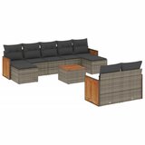  The Living Store Vrtna sedežna garnitura 10-delna z blazinami siv poli ratan - Vrtna Sedežna Garniture, (21451062) | Shoptok.si