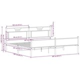 Metalni Kovinski posteljni okvir brez vzmetnice dimljen hrast 200x200cm, (21791130) | Shoptok.si