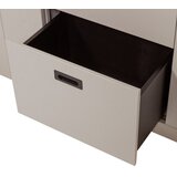 vtwonen Sivo-bež omarica iz masivnega bora z drsnimi vrati 122x230x37 cm Slide – | Shoptok.si