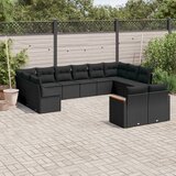  12-dijelni set vrtnih sofa od poliratana s jastucima crni | shoptok.hr