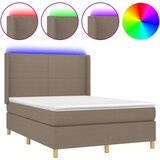 vidaXL Box spring postelja z vzmetnico LED taupe 140x200 cm blago, (20897598) | Shoptok.si