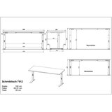 Germania Pisalna miza z nastavljivo višino z mizno ploščo v hrastovem dekorju 80x180 cm Downey – | Shoptok.si