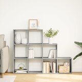  Pregrada/regal za knjige 3 razine sivi 137,5x29x103,5 cm drveni | shoptok.hr