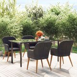  5-dijelni vrtni blagovaonski set s jastucima crni | shoptok.hr