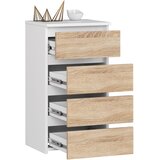 AKORD Cl4 Komoda, 4 Predali, Bela/Hrast Sonoma, (5000332152) | Shoptok.si