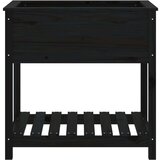 vidaXL Visoka greda s polico črna 82,5x54x81 cm trdna borovina | Shoptok.si