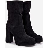 Boto Women's heeled ankle boots made of eco suede black Carolina Cijene