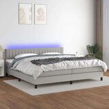  Krevet box spring s madracem LED svjetlosivi 200x200 cm tkanina Cijene