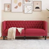  Kavč dvosed Chesterfield vinsko rdeča umetno usnje Cene
