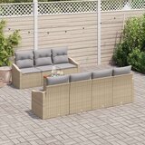  8-delna vrtna sofa z blazinami bež poli ratan akacija, (22090832) | Shoptok.si