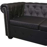 vidaXL Chesterfield kotna sedežna garnitura umetno usnje črna | Shoptok.si