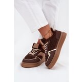Boto Women's Platform Sneakers with Sheepskin Brown Frelina u