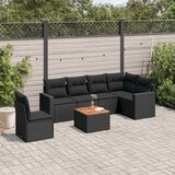  7-dijelni set vrtnih sofa od poliratana s jastucima crni Cijene
