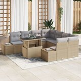 vidaXL Set vrtnih sofa 9-dijelni Siva, Bež Poli ratan Set vrtnih sofa | shoptok.hr