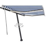 vidaXL ročno zložljiva tenda z led lučkami 300x250 cm modra in bela | Shoptok.si