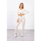 Kesi Striped top set with a blouse in light beige color Cijene
