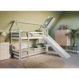 Molarem Home Drveni dječji krevet na kat Play s toboganom - bijeli - 200x90 - Bez madraca | shoptok.hr