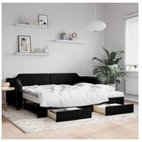 vidaXL Dnevni krevet na razvlačenje s ladicama crni 100x200 cm tkanina | shoptok.hr