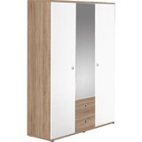 MID.YOU garderobna omara wiki, bela, hrast, ogledalo, Š.115cm | Shoptok.si