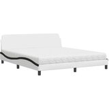 vidaXL Postelja z vzmetnico bela in črna 180x200 cm umetno usnje | Shoptok.si