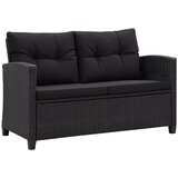 vidaXL Vrtni kavč dvosed z blazinami črn 124 cm poli ratan Cene