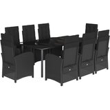  9-dijelni vrtni blagovaonski set s jastucima crni od poliratana Crna Dužina stola 200 cm | shoptok.hr
