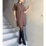 Gemre Dark brown midi dress with a delicate belt Dustina | shoptok.hr