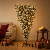  Obrnuto umjetno božićno drvce s granama 150 cm 150 LED lampica - 150 cm s LED-ima i zlatnim/bronzanim kuglicama | shoptok.hr